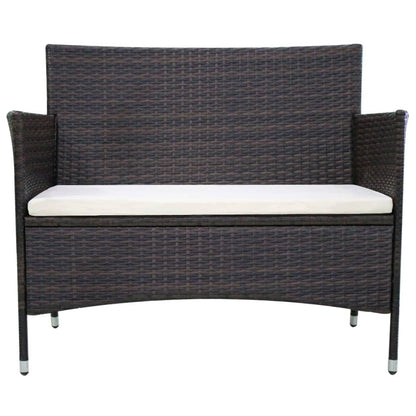 Garden Bench 106 Cm Poly Rattan Brown