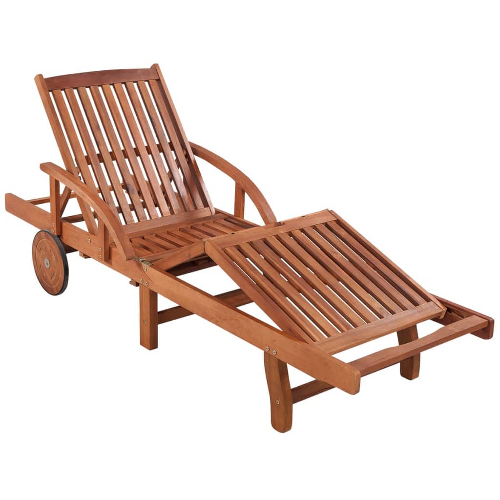 Sun Lounger With Table Solid Acacia Wood