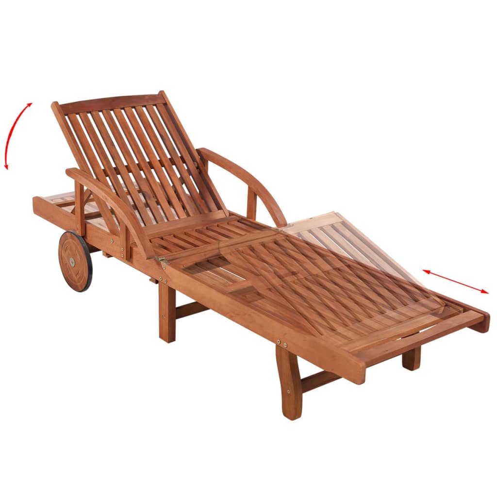 Sun Lounger With Cushion Solid Acacia Wood