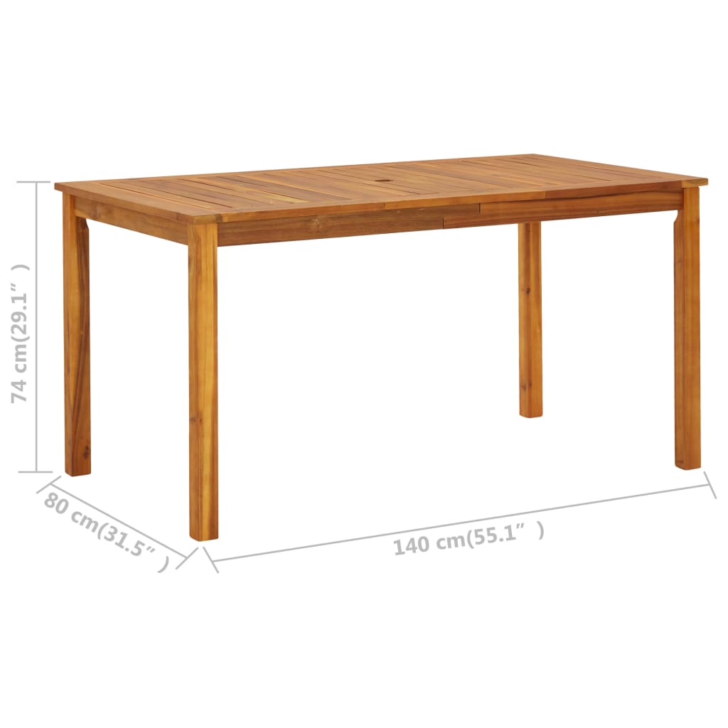 Garden Table 140X80X74 Cm Solid Acacia Wood