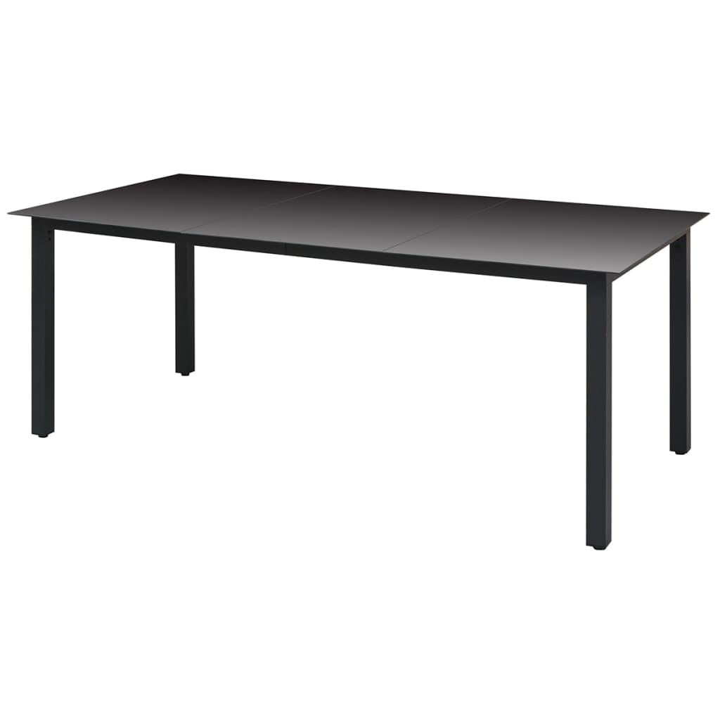 Garden Table Black 190X90X74 Cm Aluminium And Glass