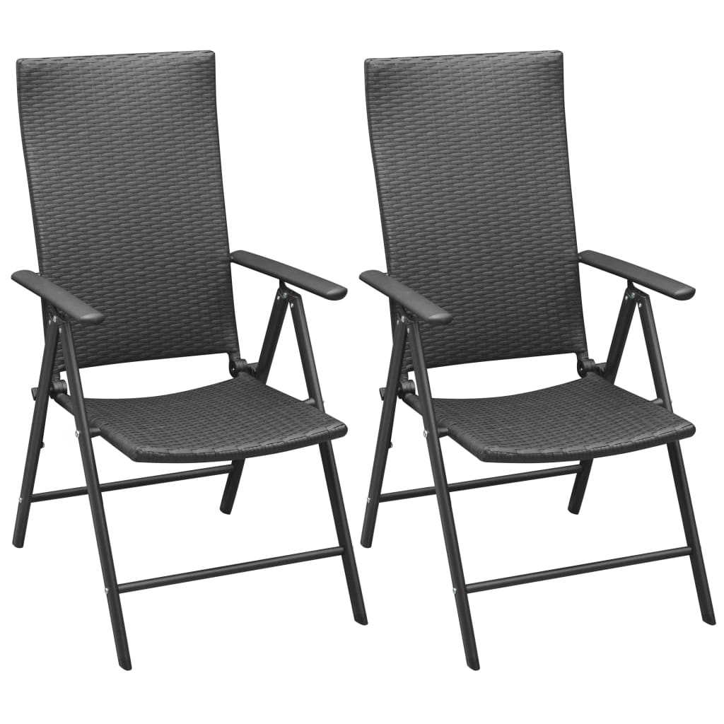 Stackable Garden Chairs 2 Pcs Poly Rattan Black