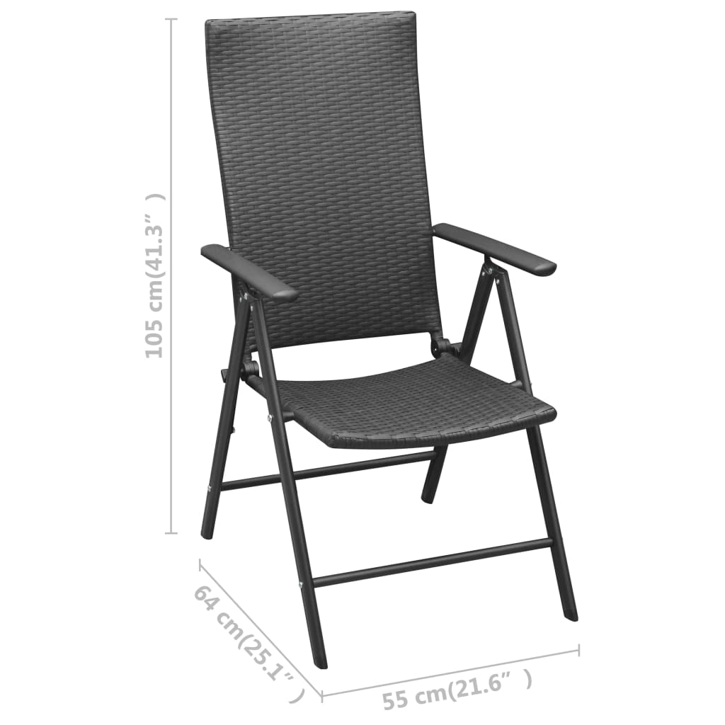 Stackable Garden Chairs 2 Pcs Poly Rattan Black