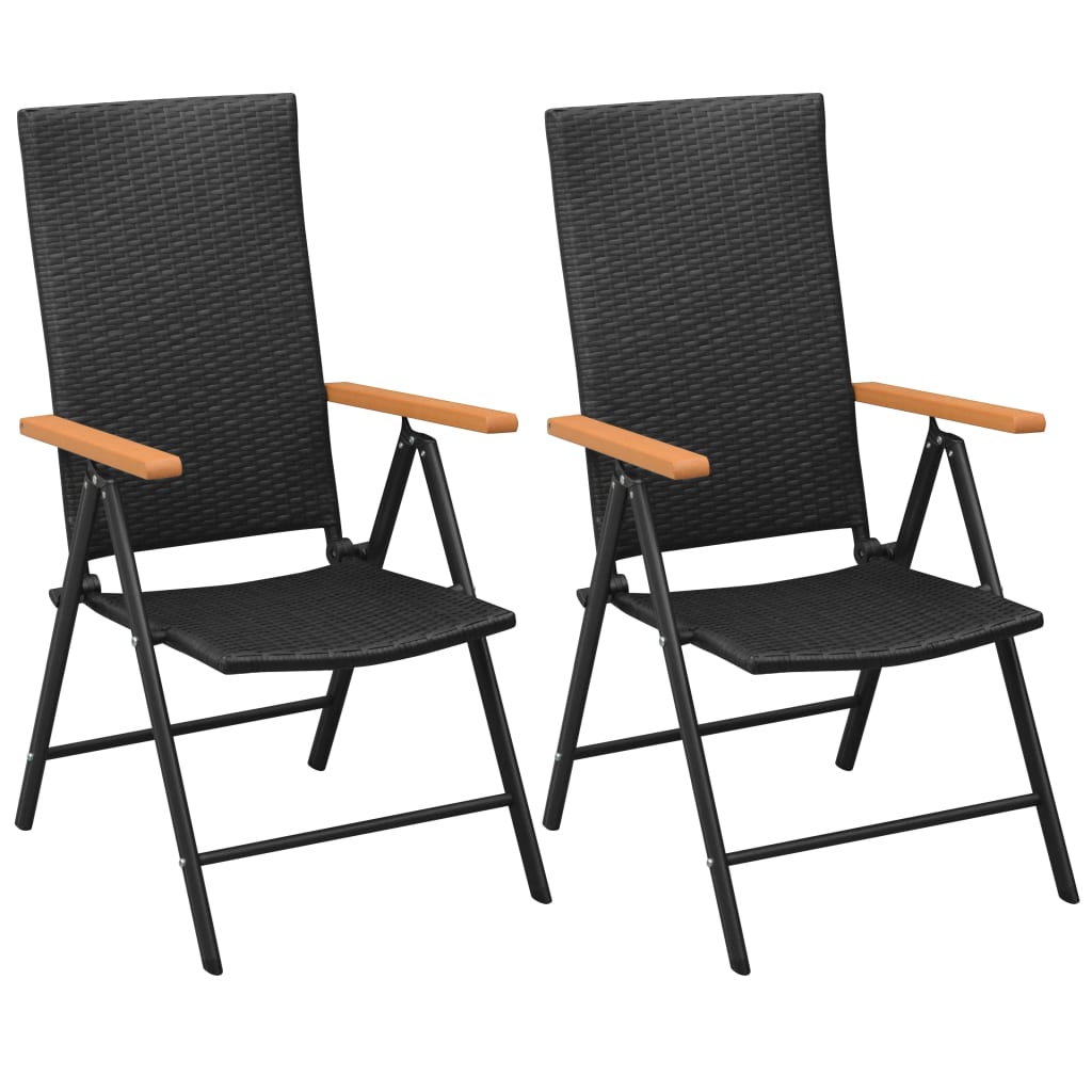 Stackable Garden Chairs 2 Pcs Poly Rattan Black