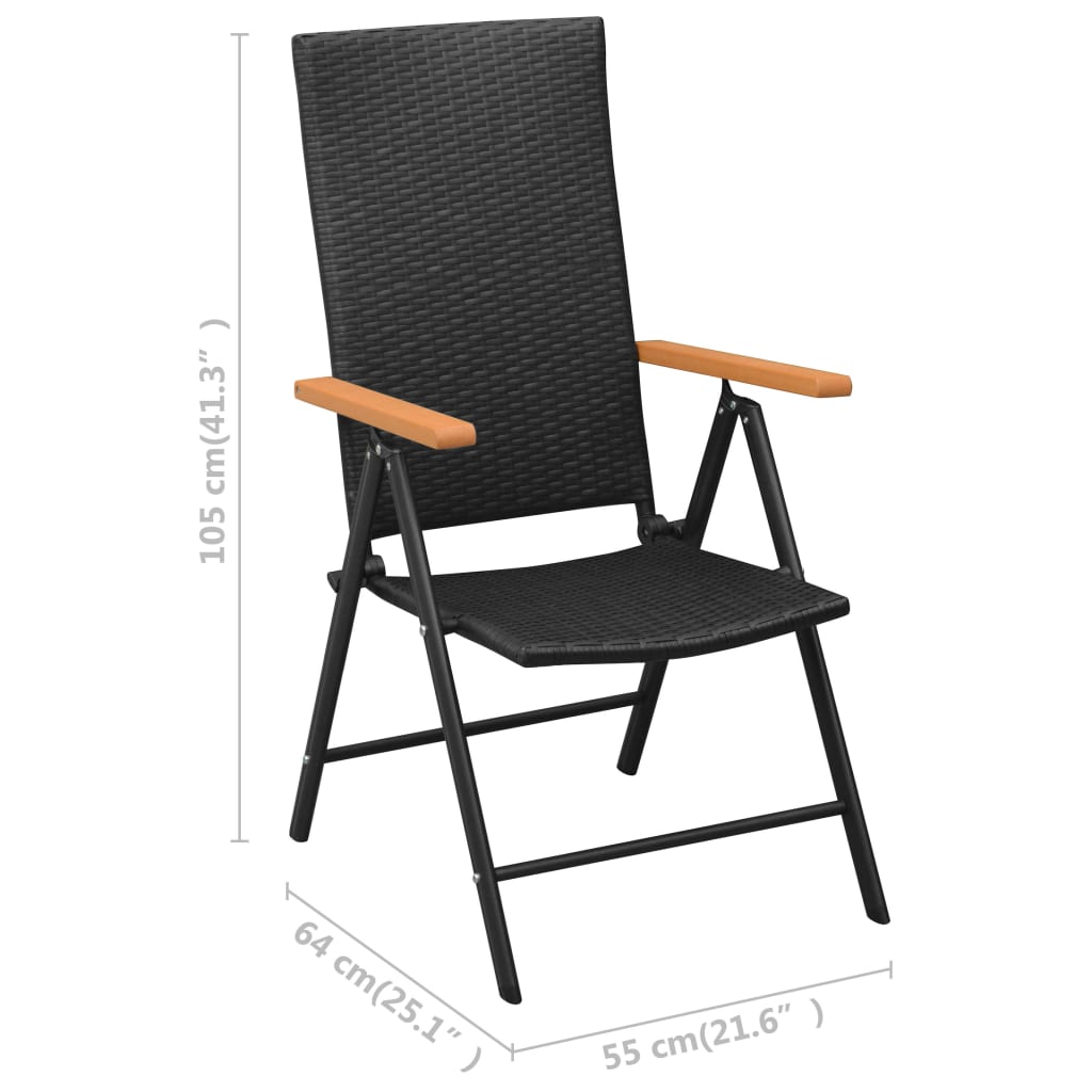 Stackable Garden Chairs 2 Pcs Poly Rattan Black