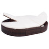 Outdoor Lounge Bed With Cushion Poly Rattan Brown