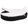 Outdoor Lounge Bed With Cushion Poly Rattan Black