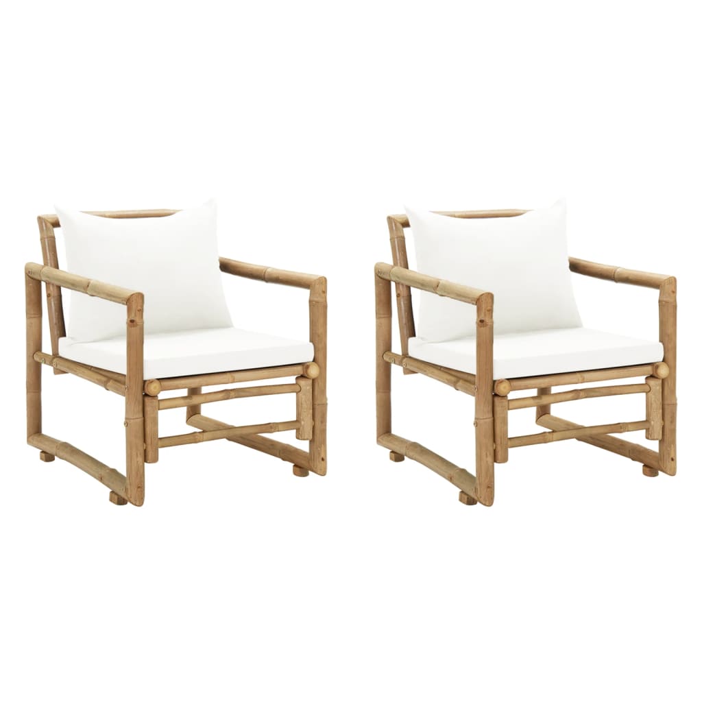 Garden Chairs 2 Pcs With Cushions And Pillows Bamboo