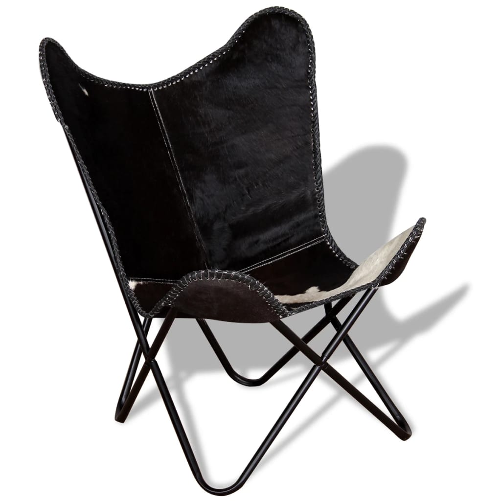 Butterfly Chair Black And White Real Cowhide Leather