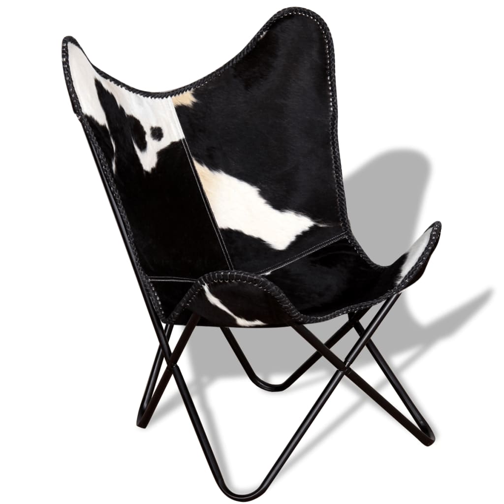 Butterfly Chair Black And White Real Cowhide Leather