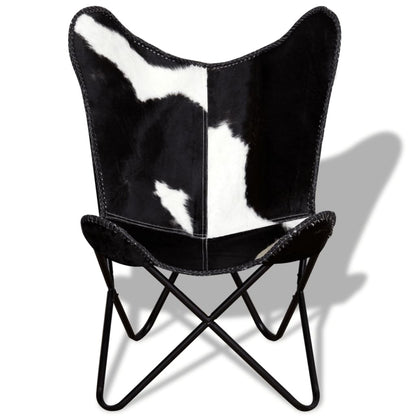 Butterfly Chair Black And White Real Cowhide Leather