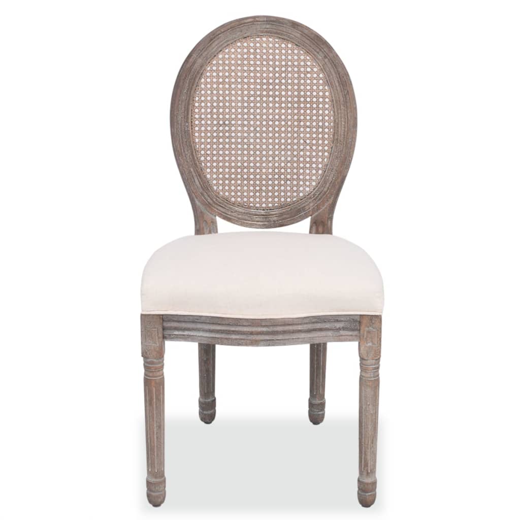 Dining Chairs 2 Pcs Linen And Rattan