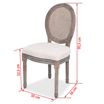 Dining Chairs 2 Pcs Linen And Rattan