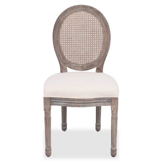 Dining Chairs 4 Pcs Linen And Rattan