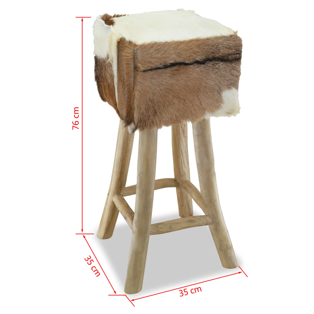 Bar Stool Real Leather And Solid Teak Wood