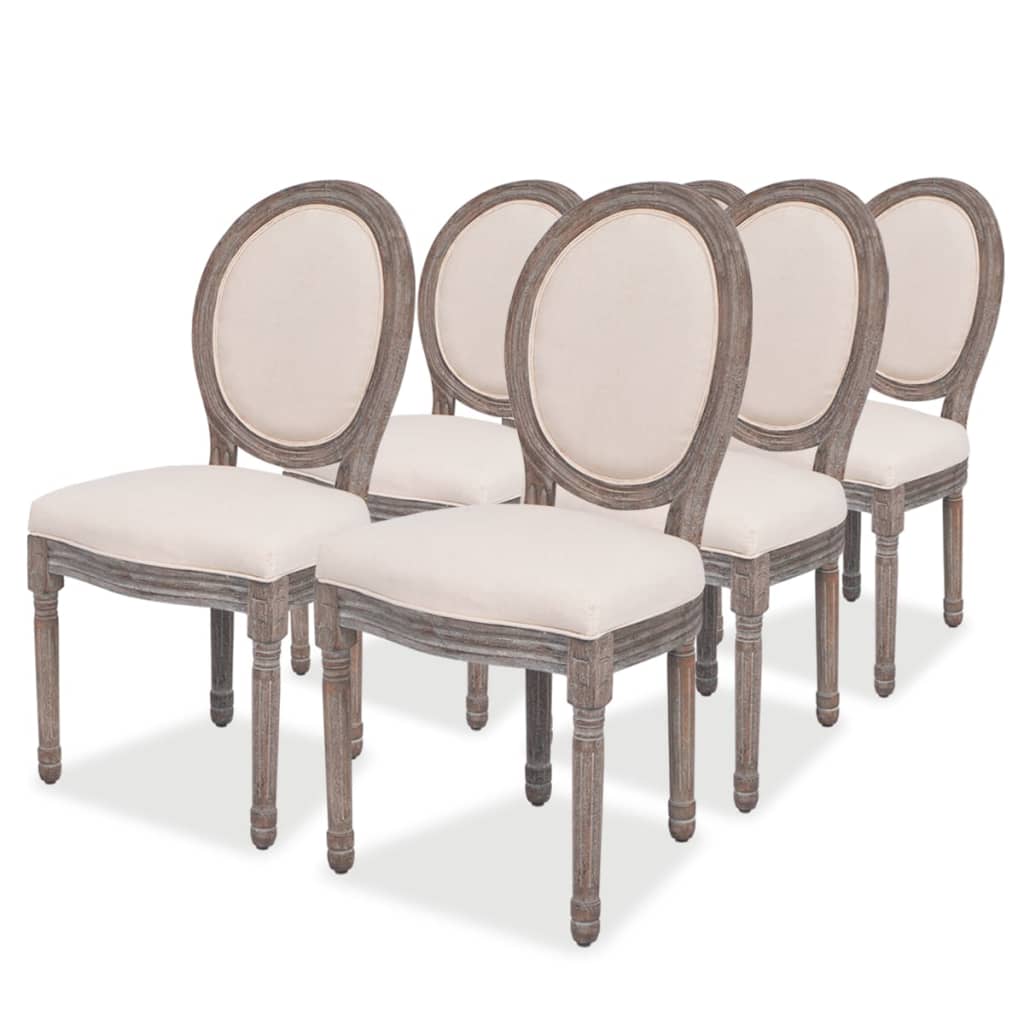 Dining Chairs 6 Pcs Cream Fabric