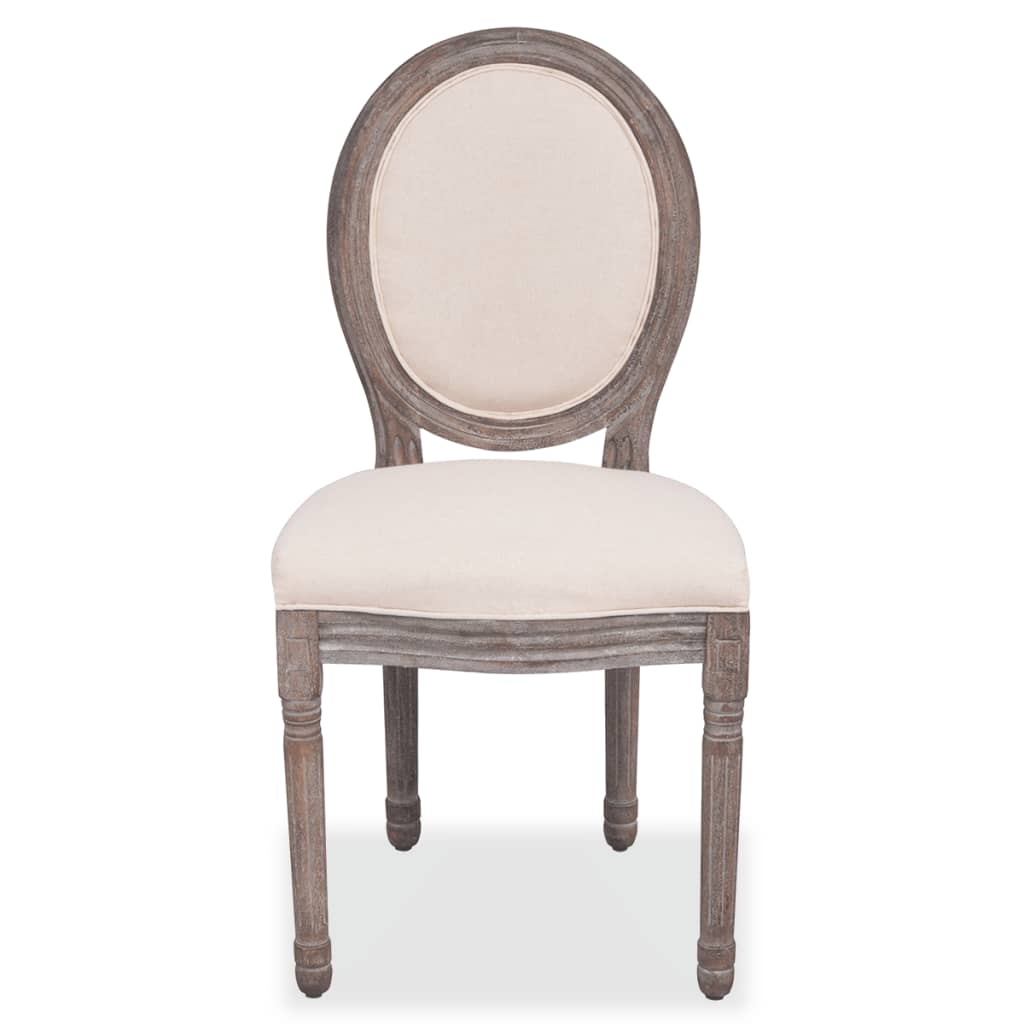 Dining Chairs 6 Pcs Cream Fabric