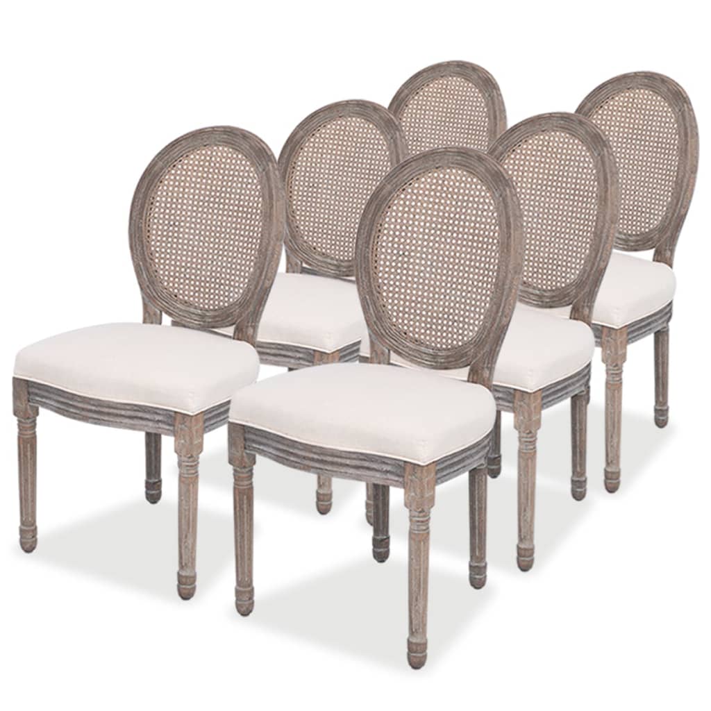 Dining Chairs 6 Pcs Cream Fabric