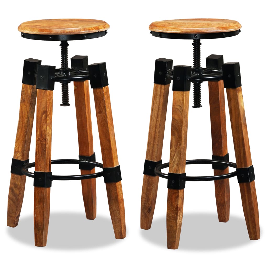 Bar Stools 2 Pcs Solid Mango Wood