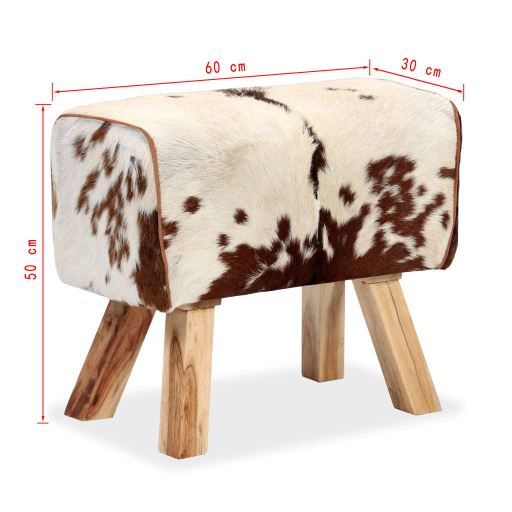 Stool Genuine Goat Leather 60X30X50 Cm