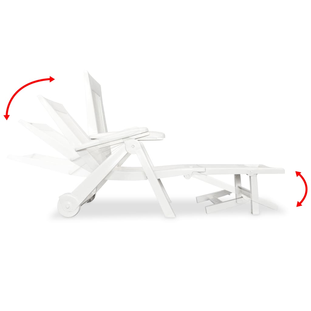 Sun Lounger With Footrest Plastic White