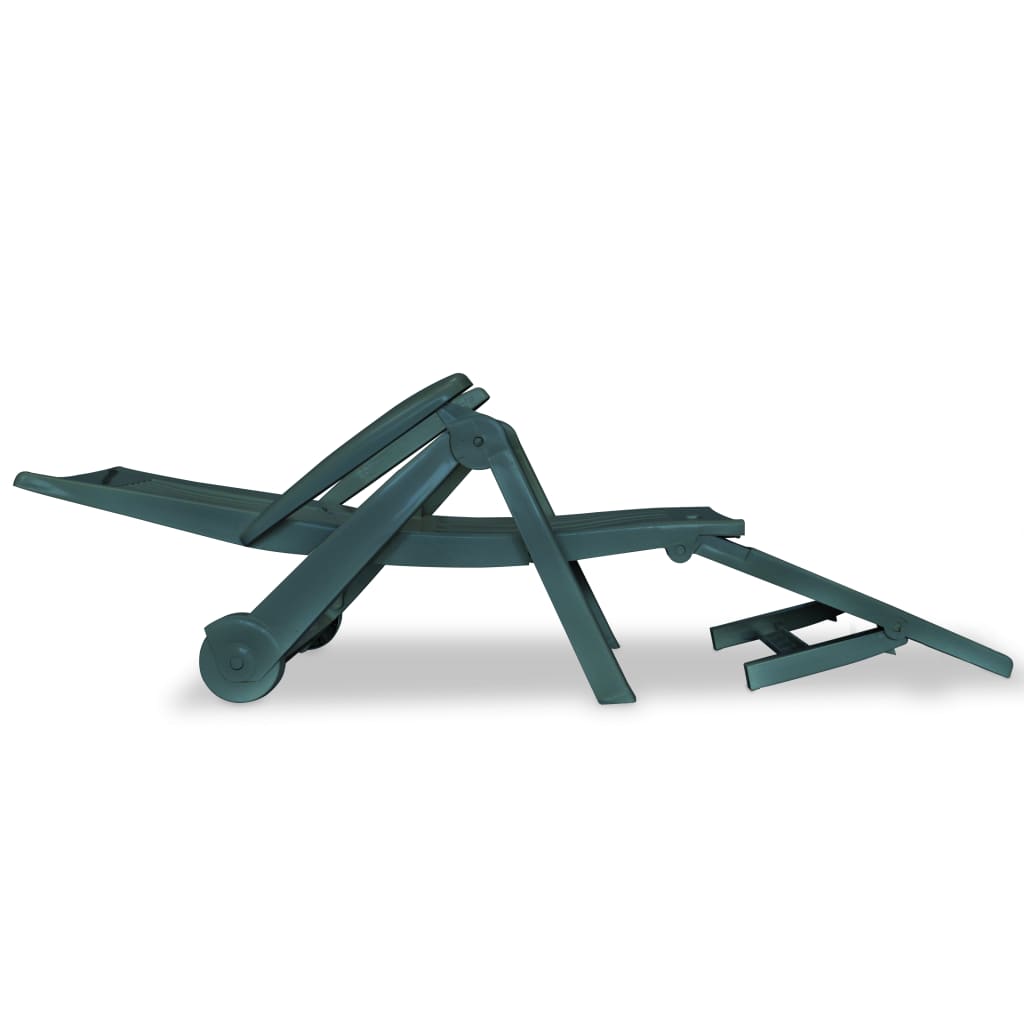 Sun Lounger With Footrest Plastic Green