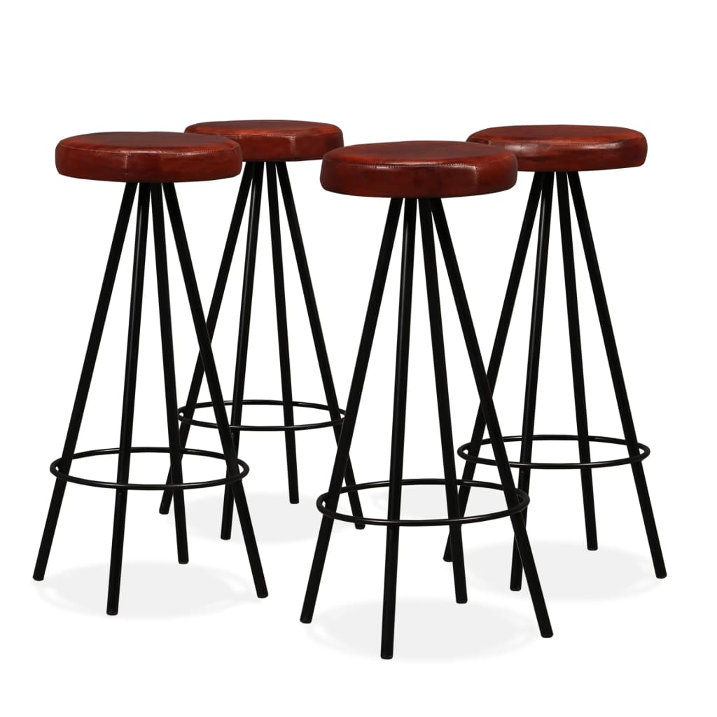 Bar Stools 4 Pcs Real Leather