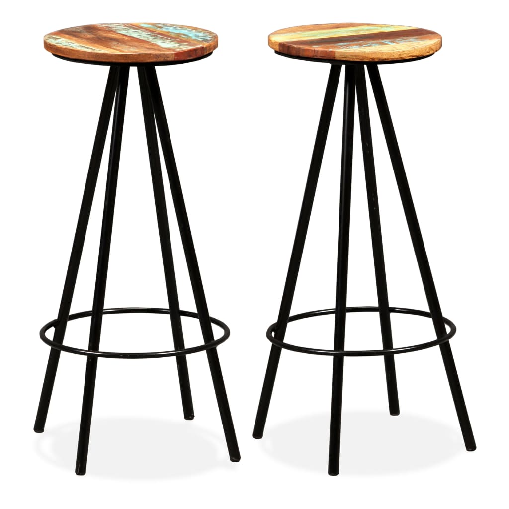 Bar Stools 2 Pcs Solid Reclaimed Wood