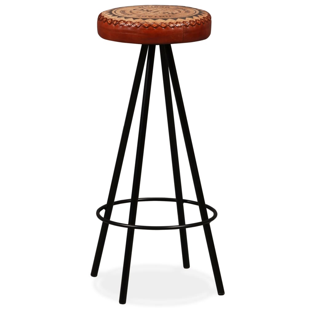 Bar Stools 2 Pcs Real Leather