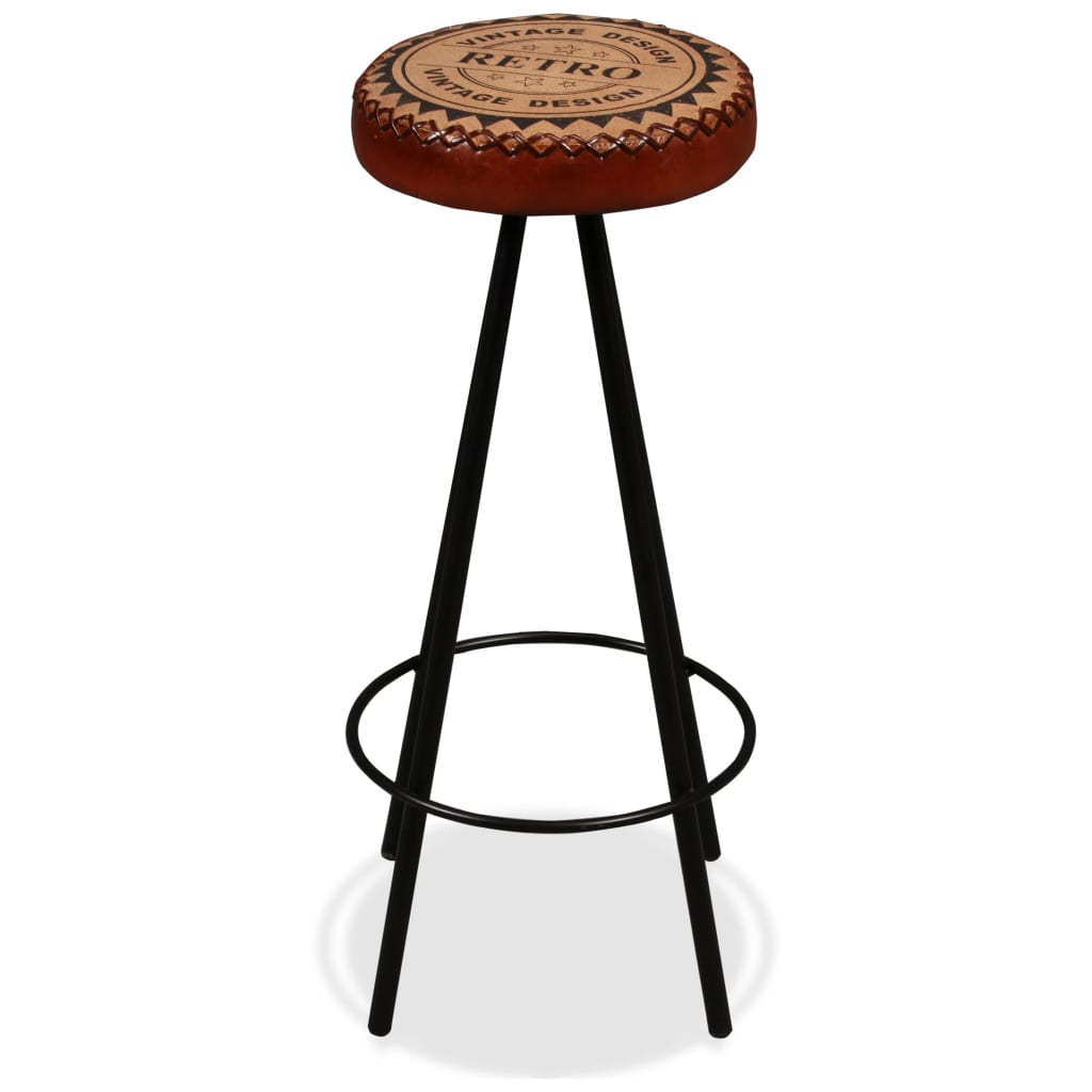 Bar Stools 2 Pcs Real Leather