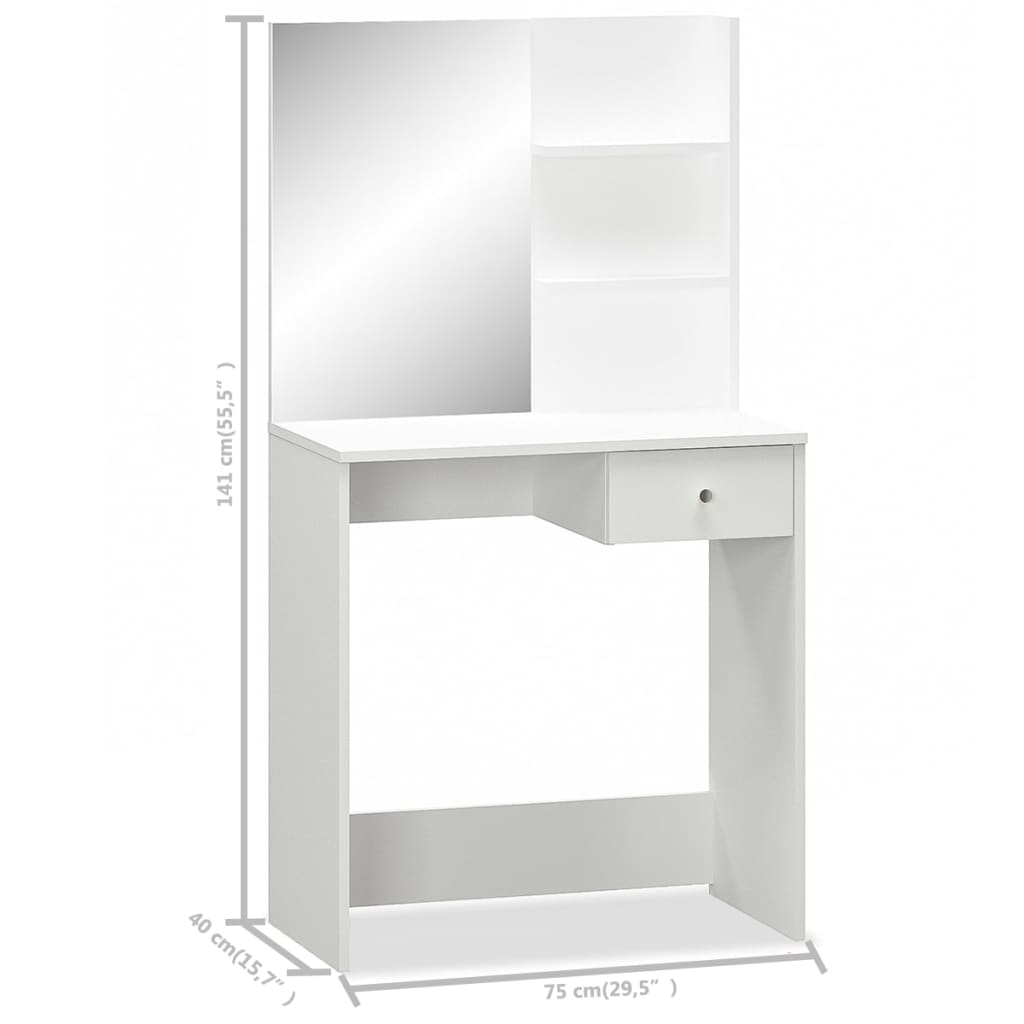 Dressing Table Engineered Wood 75X40X141 Cm White