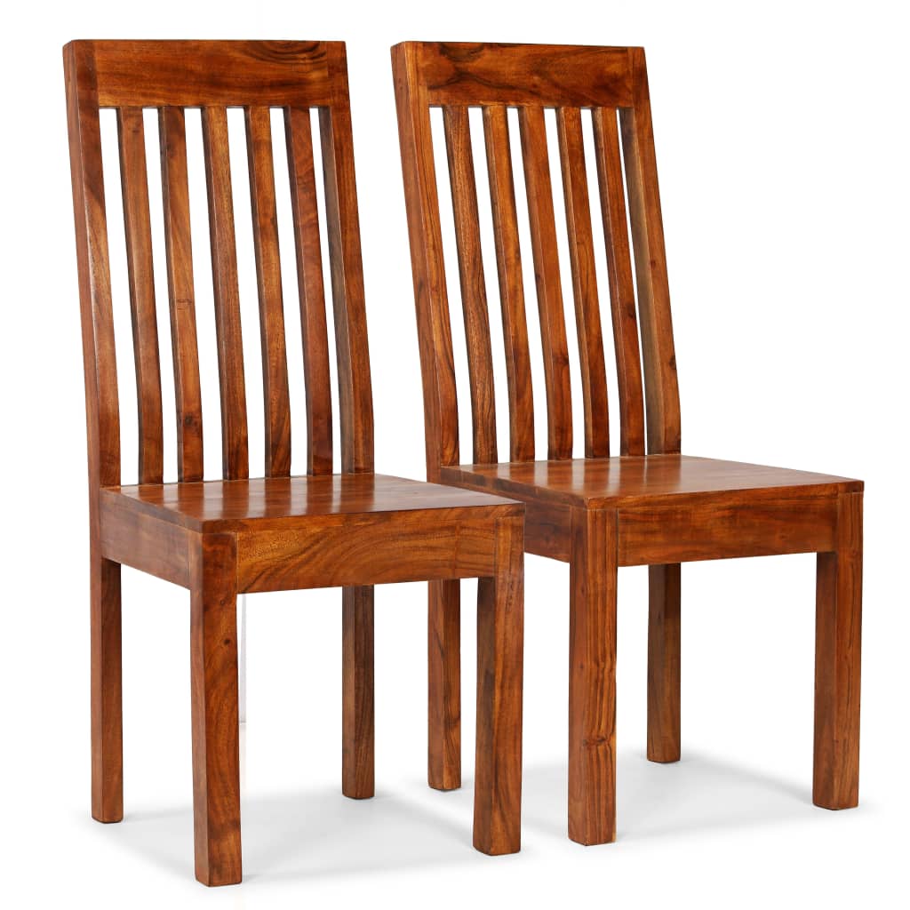 Dining Chairs 2 Pcs Solid Wood With Honey Finish Modern