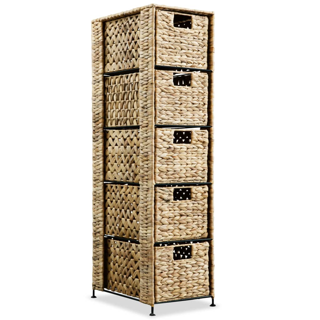 Storage Unit With 5 Baskets 25.5X37X100 Cm Water Hyacinth