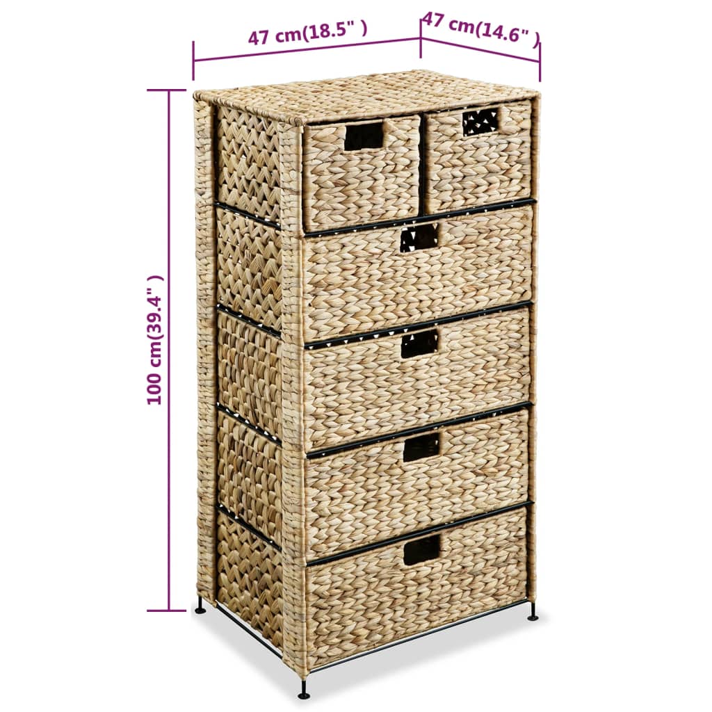 Storage Unit With 6 Baskets 47X37X100 Cm Water Hyacinth