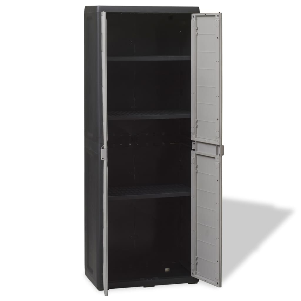 Garden Storage Cabinet With 3 Shelves Black And Grey