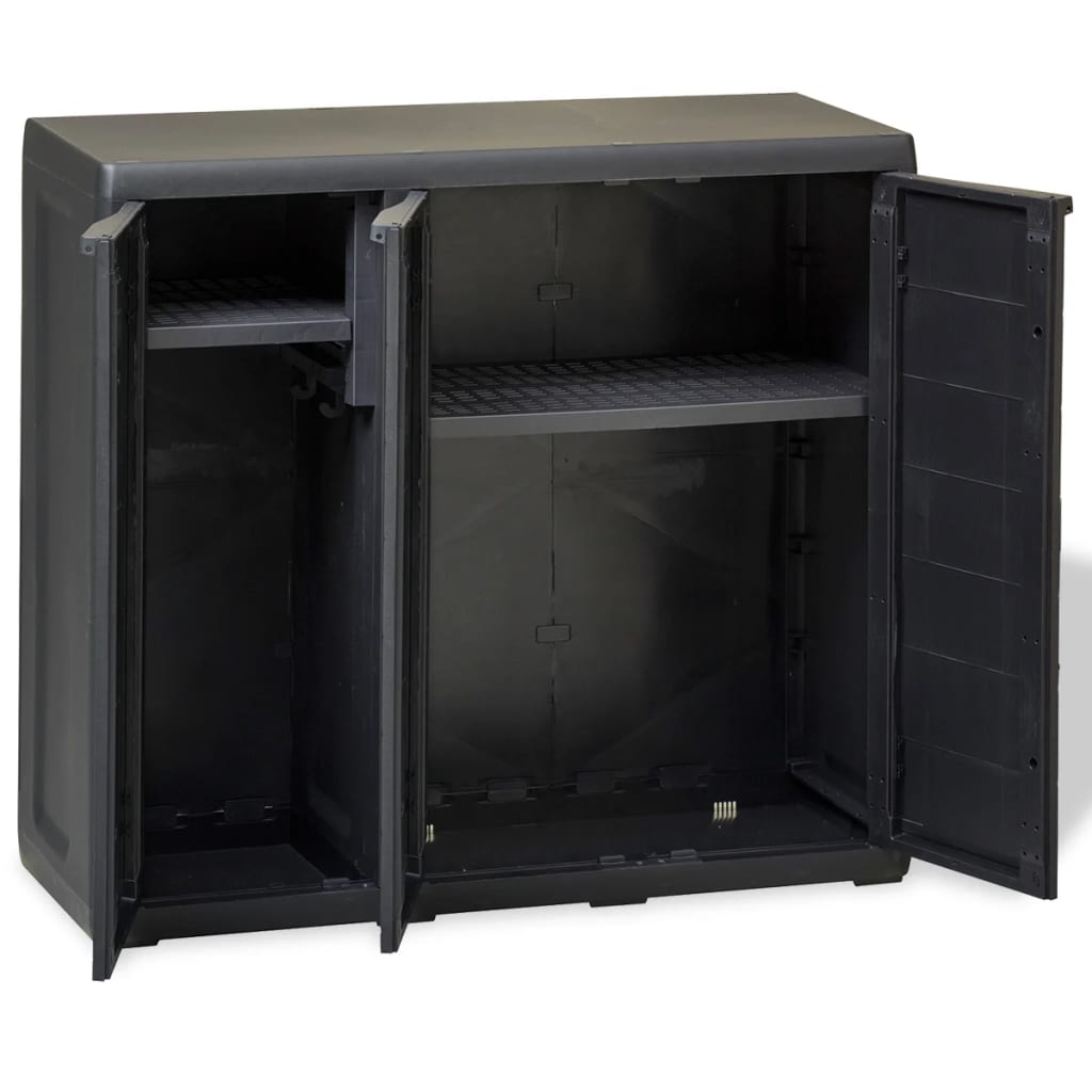 Garden Storage Cabinet With 2 Shelves Black