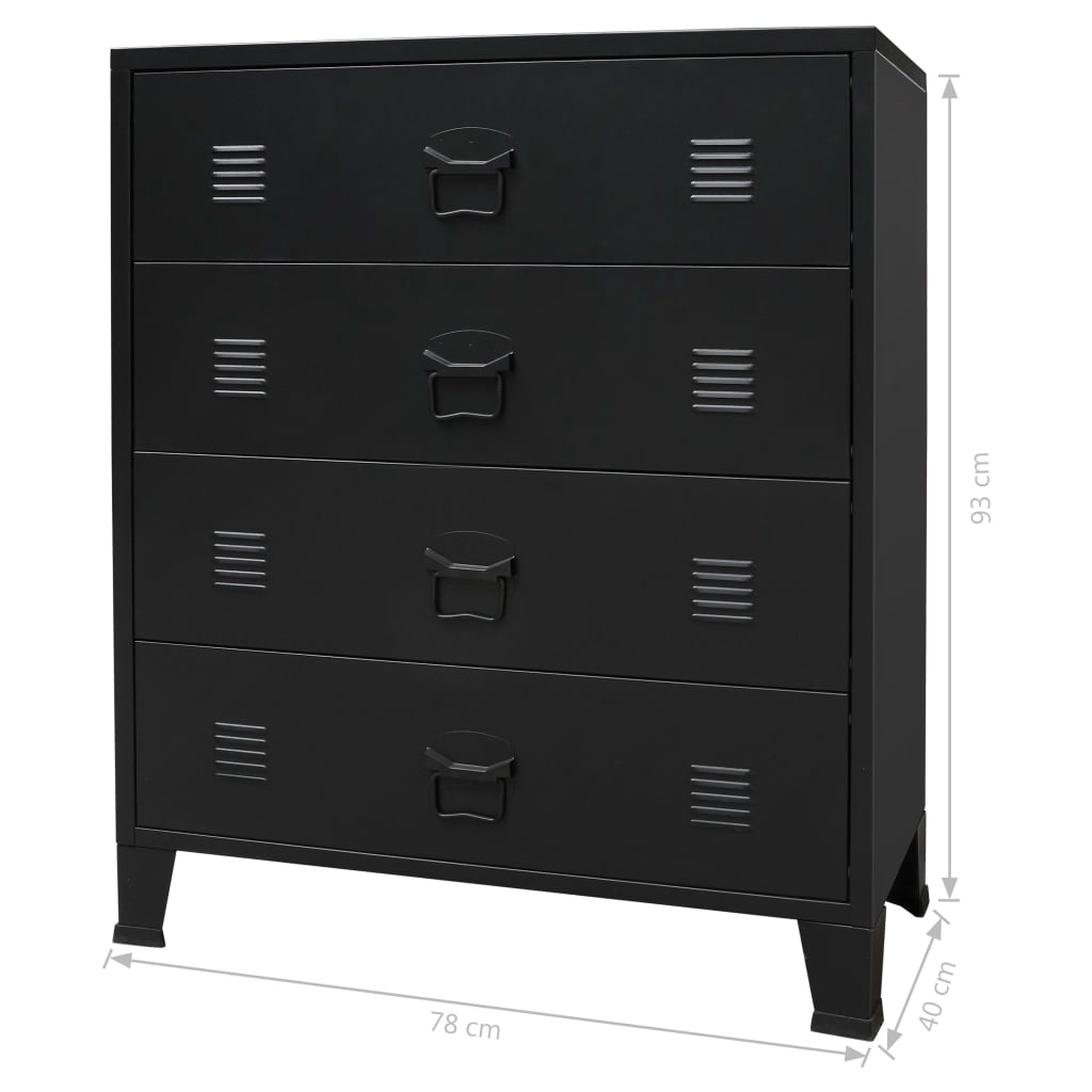 Chest Of Drawers Metal Industrial Style 78X40X93 Cm Black