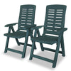 Reclining Garden Chairs 2 Pcs Plastic Green