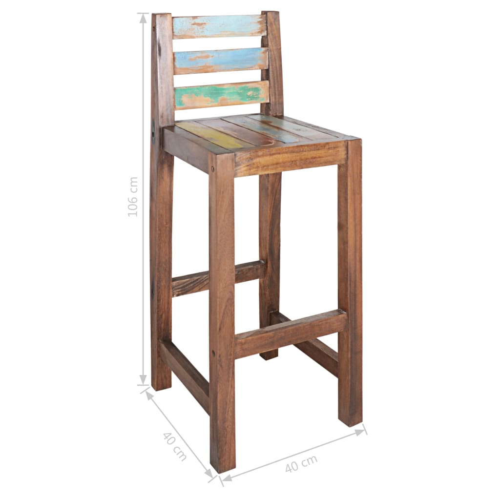 Bar Stools 2 Pcs Solid Reclaimed Wood