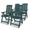 Reclining Garden Chairs 4 Pcs Plastic Green