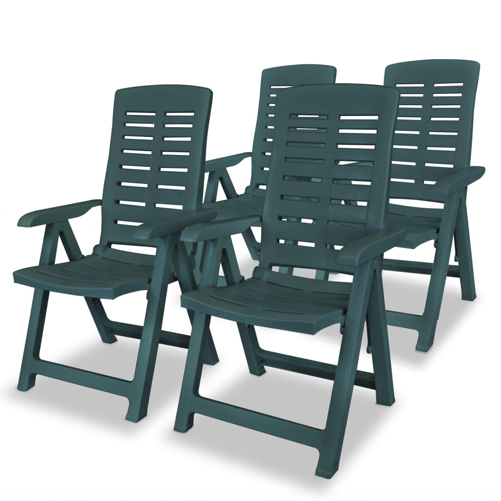 Reclining Garden Chairs 4 Pcs Plastic Green