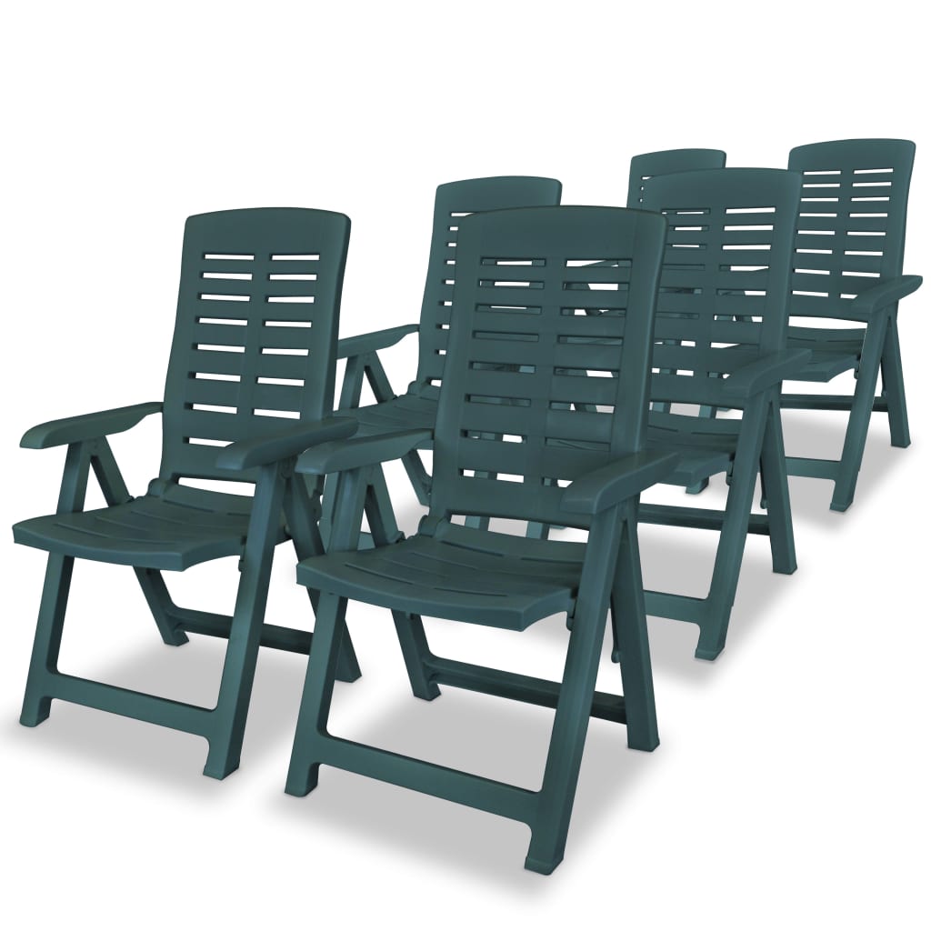 Reclining Garden Chairs 6 Pcs Plastic Green