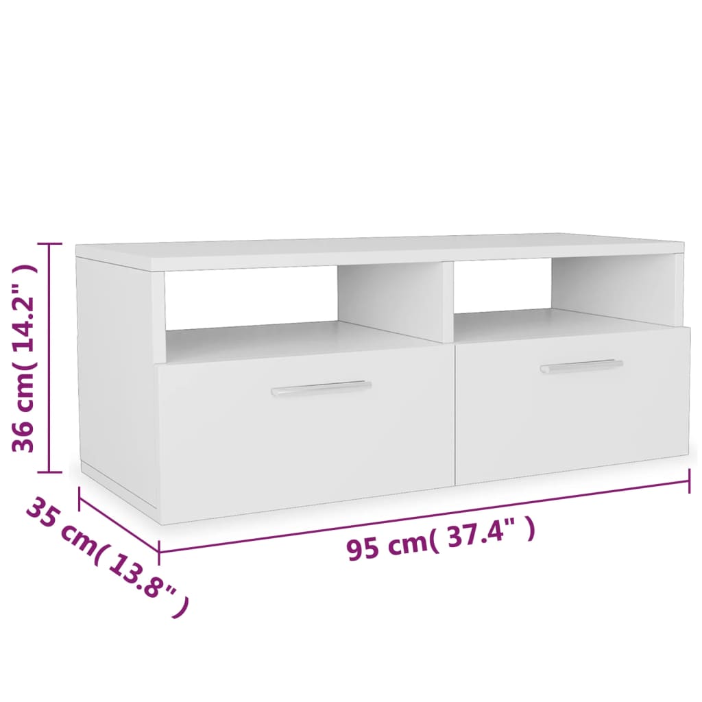 Tv Cabinets 2 Pcs Engineered Wood 95X35X36 Cm White