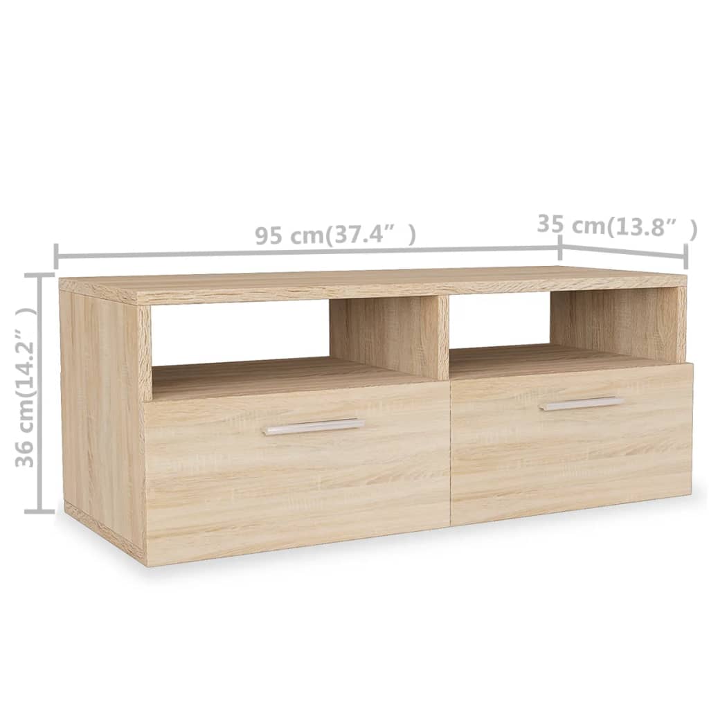 Tv Cabinets 2 Pcs Engineered Wood 95X35X36 Cm Oak