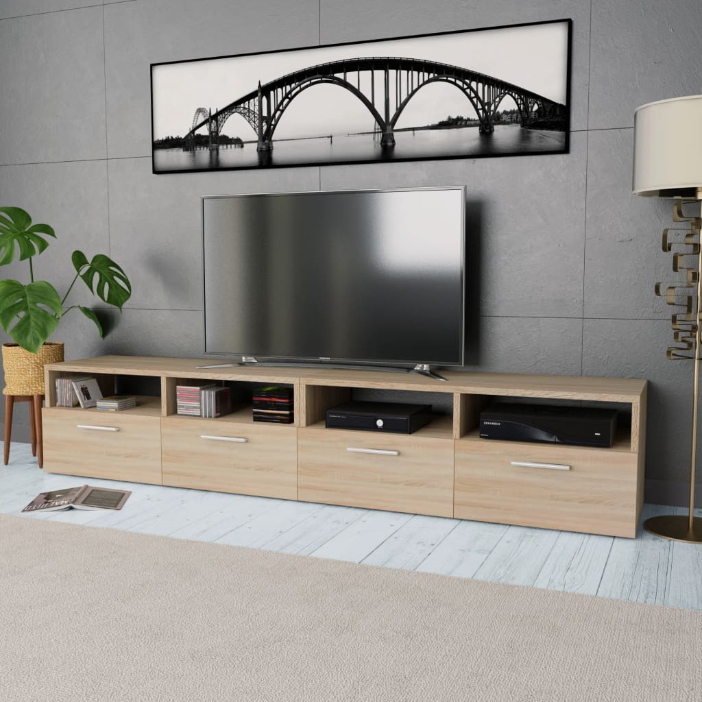 Tv Cabinets 2 Pcs Engineered Wood 95X35X36 Cm Oak