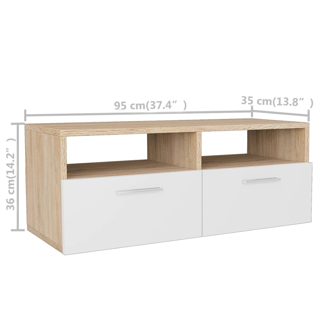 Tv Cabinets 2 Pcs Engineered Wood 95X35X36 Cm Oak And White