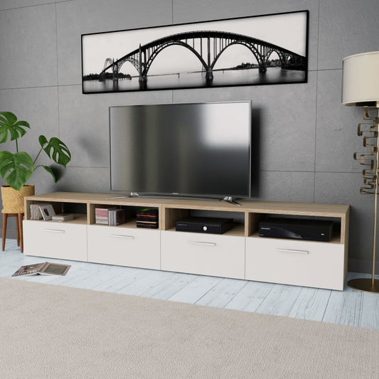 Tv Cabinets 2 Pcs Engineered Wood 95X35X36 Cm Oak And White