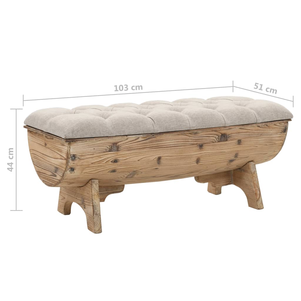 Storage Bench Solid Wood And Fabric 103X51X44 Cm