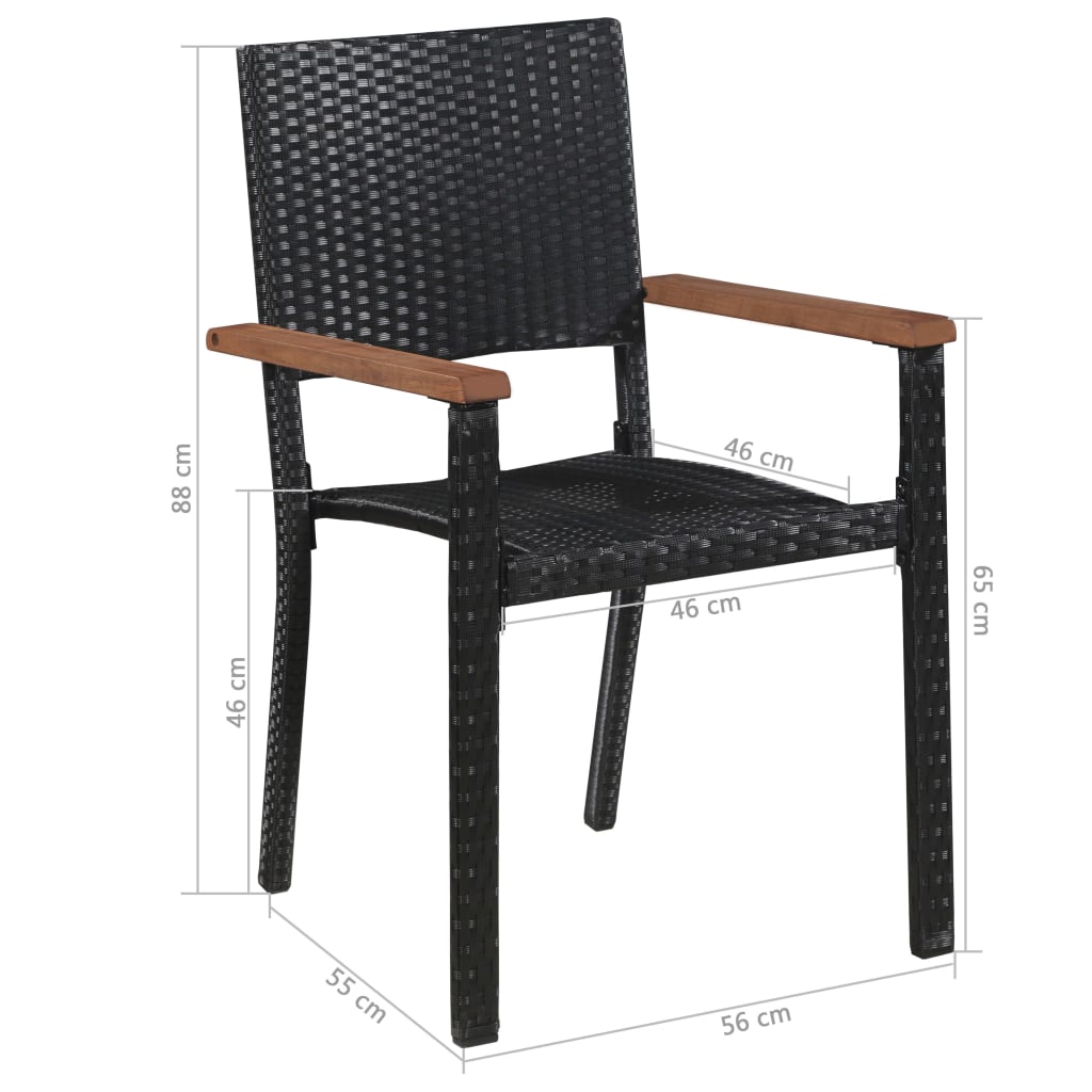 Outdoor Chairs 2 Pcs Poly Rattan Black