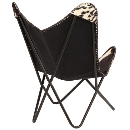 Butterfly Chair Black And White Genuine Goat Leather